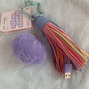 Charging USB Keychain Fringe Tassle iPhone Cable Connect Pom Star